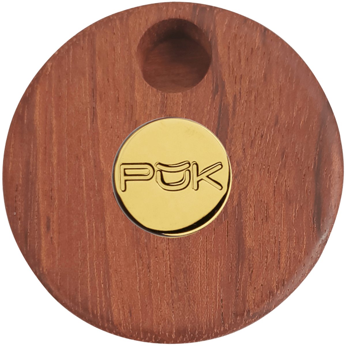 PUK ONLINE STORE Wood PŬK with Gold Center Wood PŬK Cannabis Container and Smoking Device