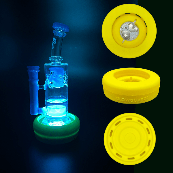 Glow Guard Protection Yellow Replaceable Coin Battery Silicone Base Bumper 3in-4.25in Straight Tube + Beaker Sleeve