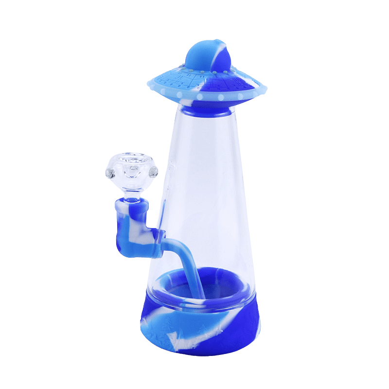 Cloud 8 Smoke Accessory Water Pipe White Blue Glow in The Dark Flying Saucer Silicone Mini Bong
