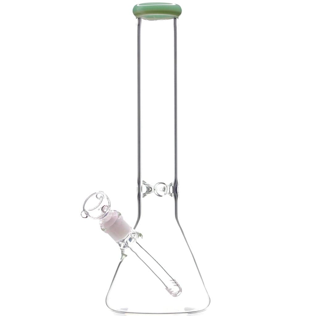 Lotus Glass Jade Accented 14" Beaker Bong