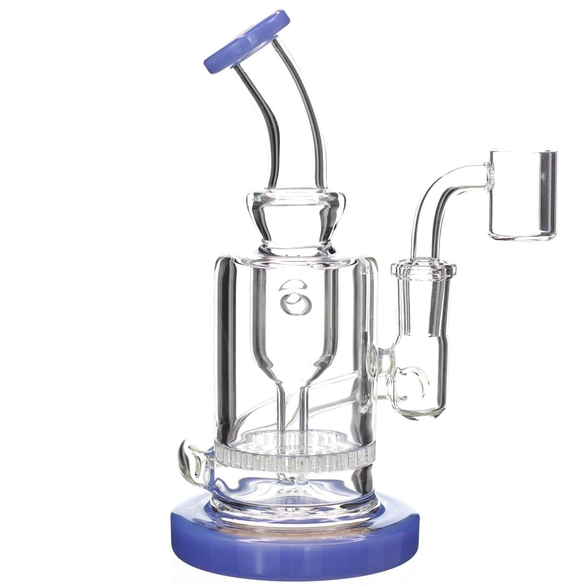 Lotus Glass Blue Accented Disc Honeycomb Recycler Dab Rig
