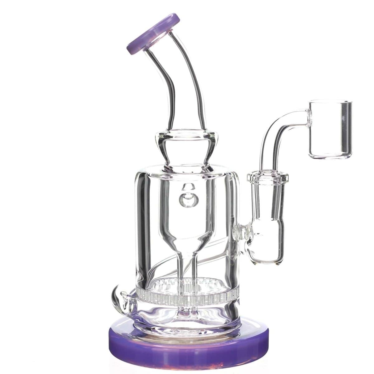 Lotus Glass Purple Accented Disc Honeycomb Recycler Dab Rig