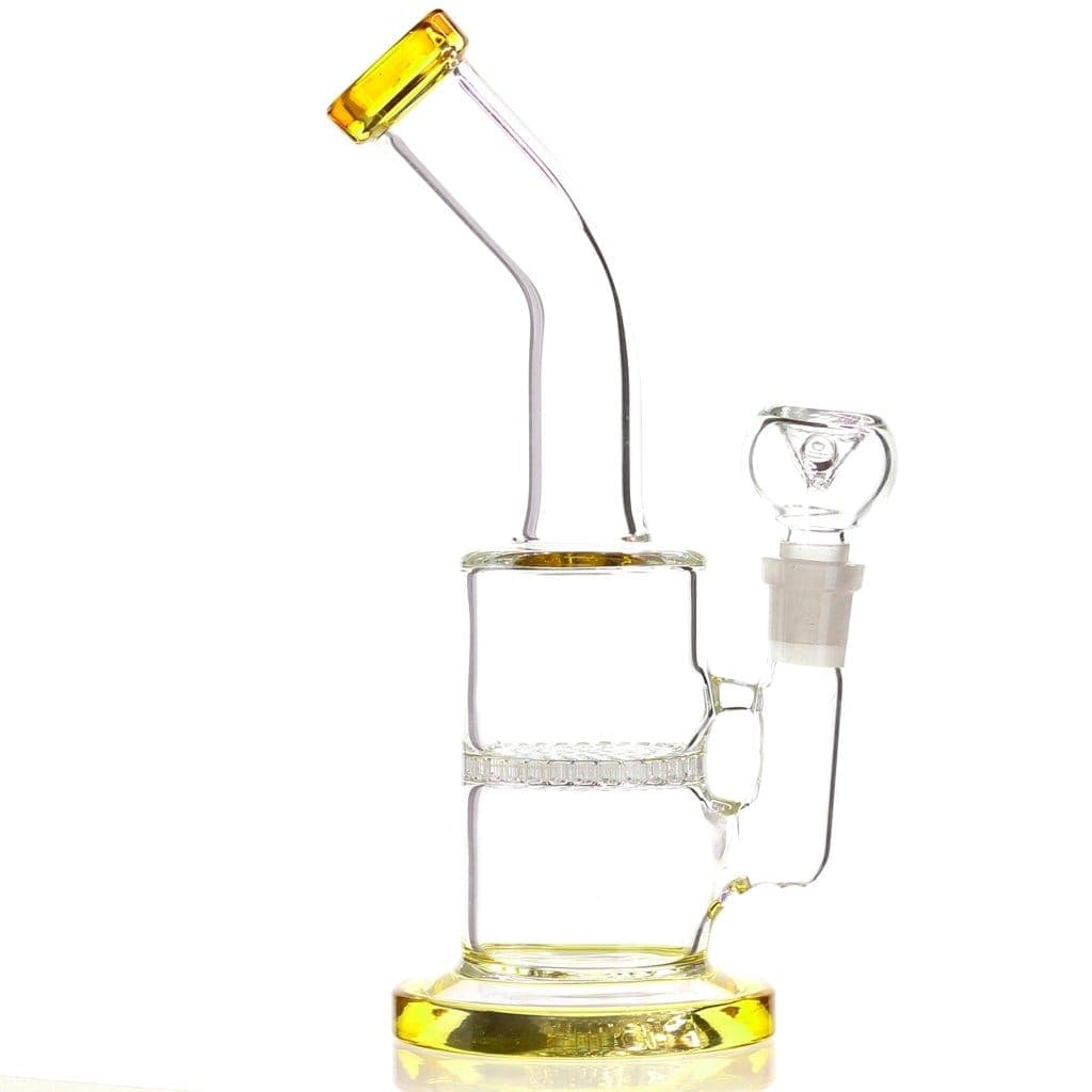 Himalayan Glass Glass Yellow Accented Mini Destroyer Bong