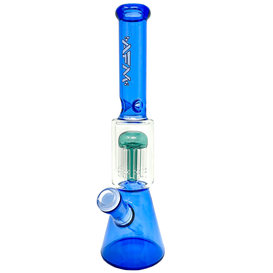 Front view of the 10-inch Tree Perc Beaker, showing the blue glass and simple beaker shape.
