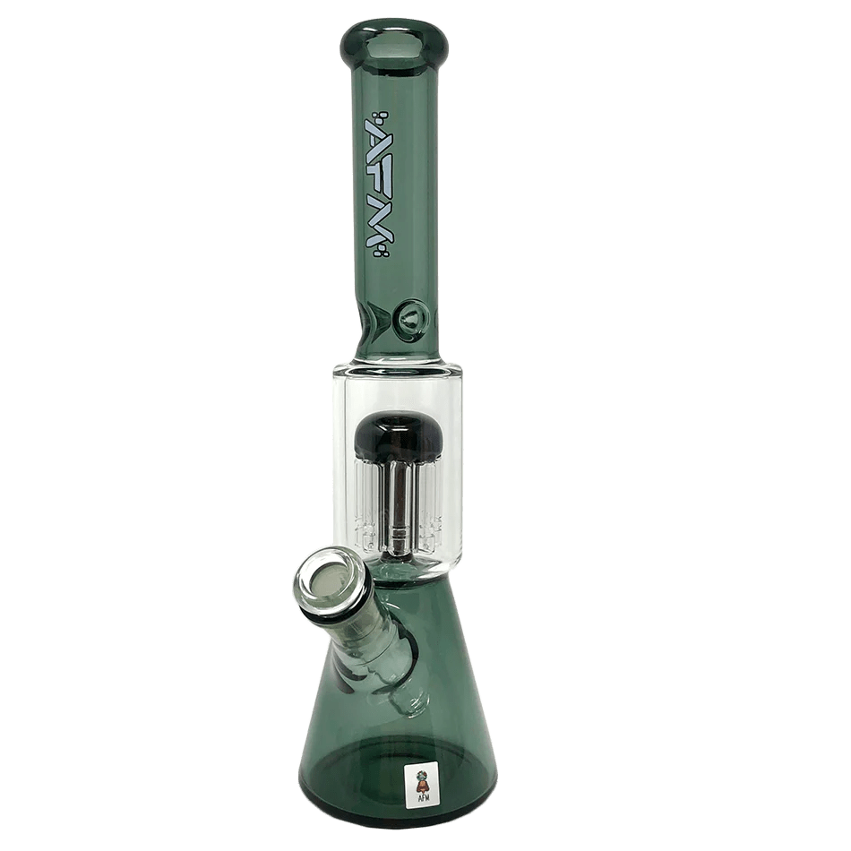 Front view of the 10-inch Tree Perc Beaker, showcasing its clear glass construction and simple beaker shape.