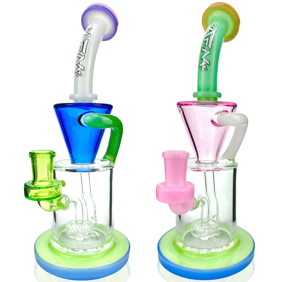 AFM Smoke Dab Rig 10" Drain Incycler Rainbow Color Glass Dab Rig