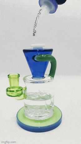 AFM Smoke Dab Rig 10" Drain Incycler Rainbow Color Glass Dab Rig