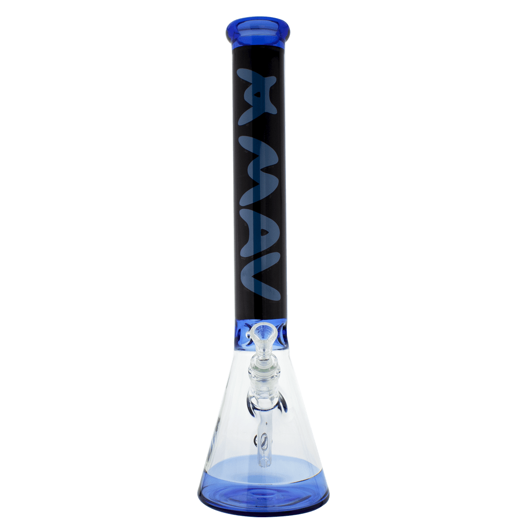 MAV Glass Bong Ink Blue and Black 18" Hermosa Beaker Bong
