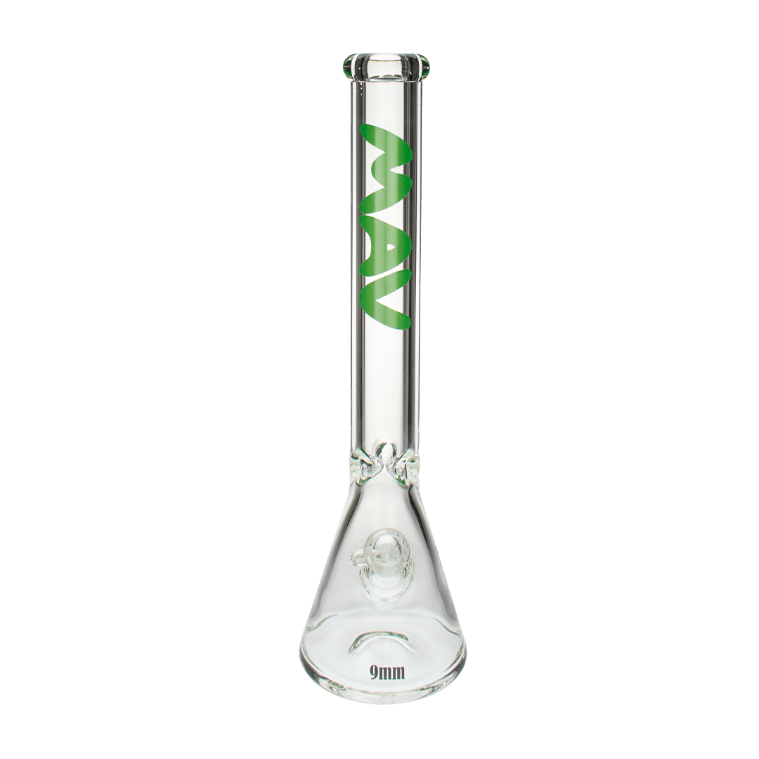 MAV Glass Bong Green 18" x 9mm Beaker Bong