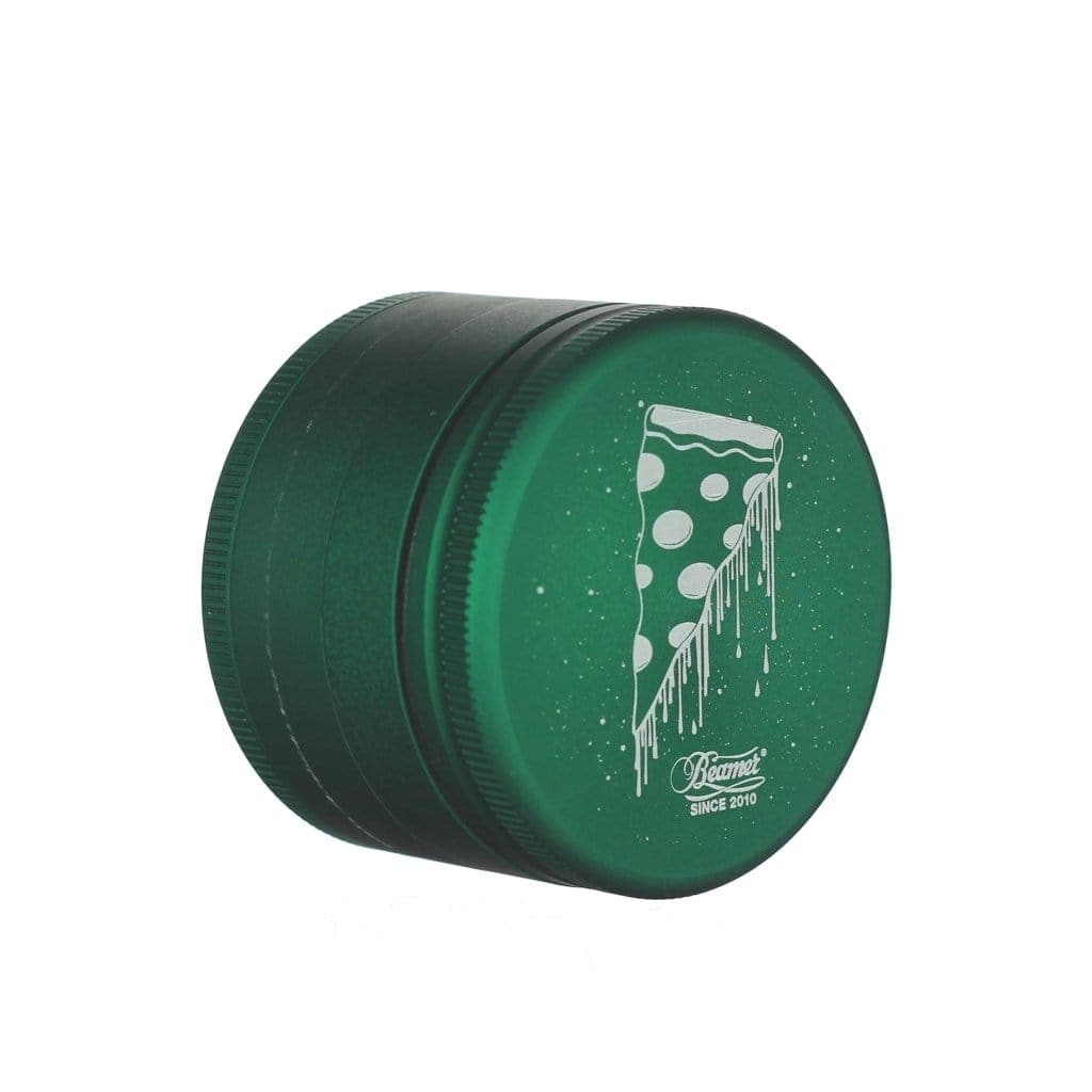 A close-up shot of the Beamer Aircraft Grade Aluminum Grinder, showcasing its sleek, cylindrical design against a plain background.