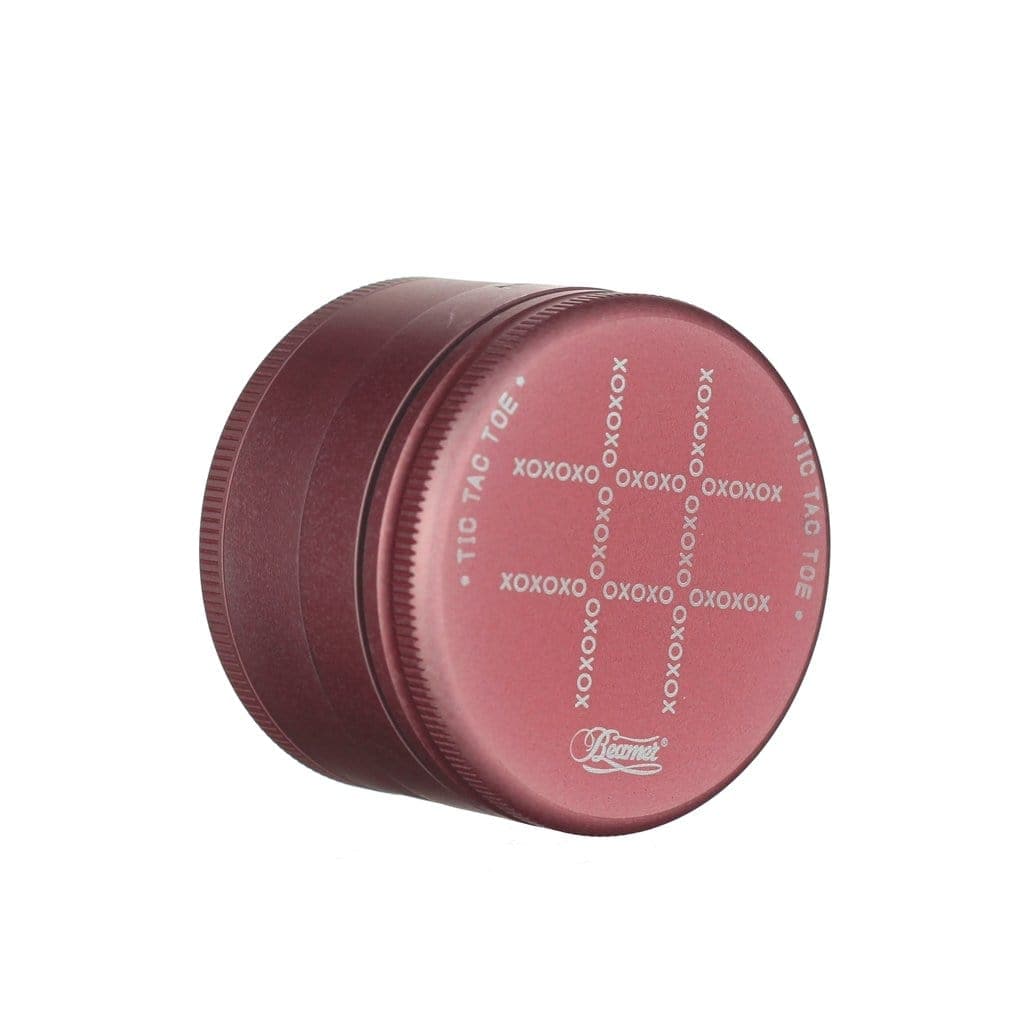 Close-up of the Beamer Aircraft Grade Aluminum Grinder, showcasing its metallic cylindrical shape and detailed texture.