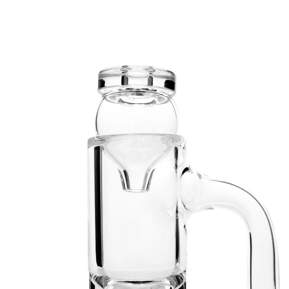 Close-up of the 22mm Bubble Cap, a clear glass component angled against a plain white background.