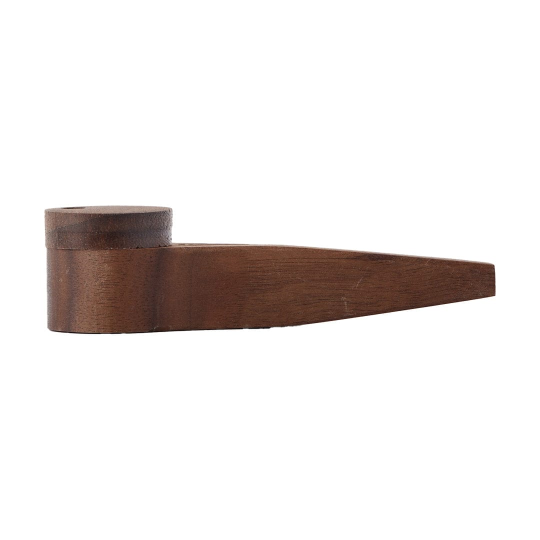 A side view of the dark brown, lidded Bearded Exotic Pipes, highlighting its simple, smooth design.