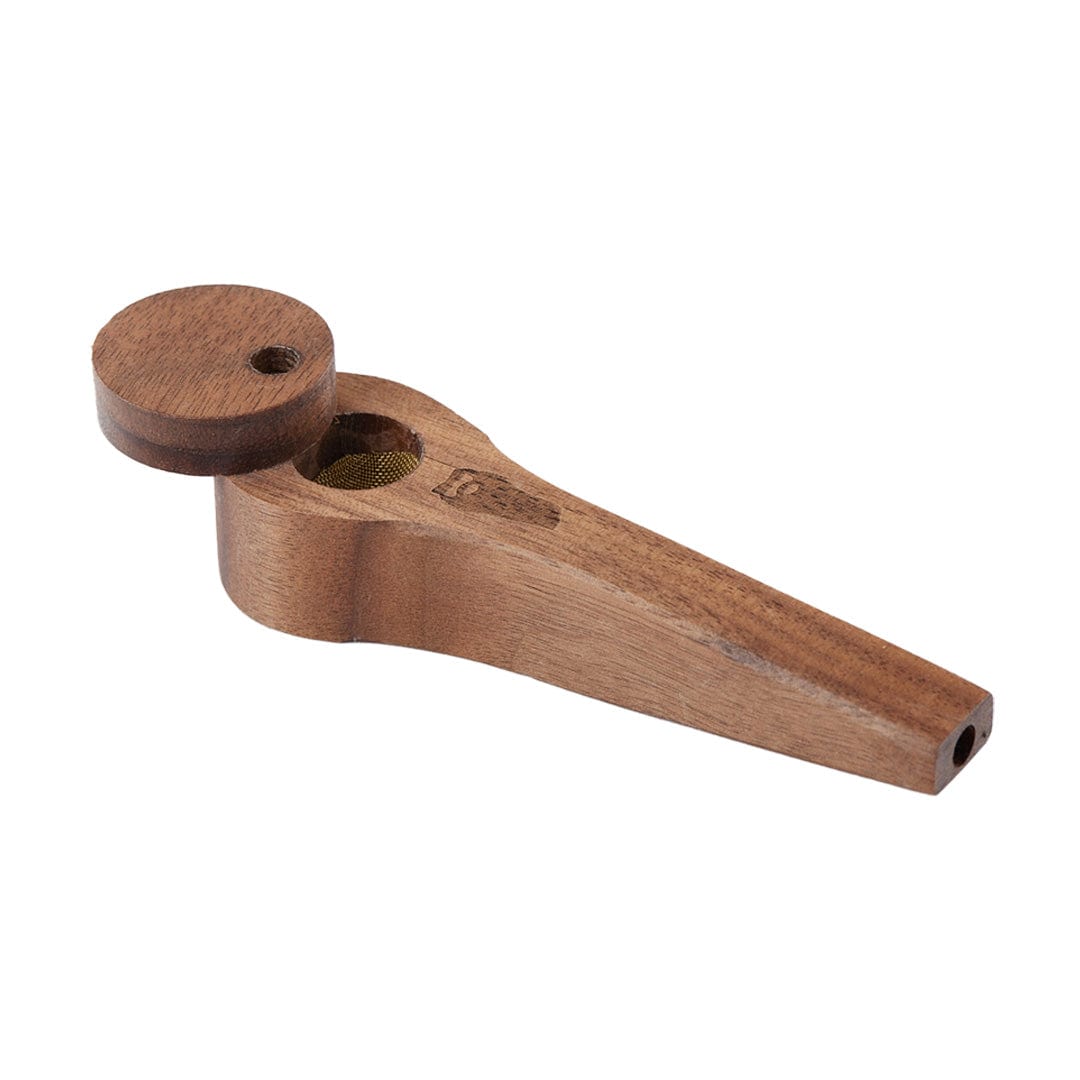 A side view of the Bearded Exotic Pipes with Lid, showing the smooth, wooden construction of the handheld pipe.