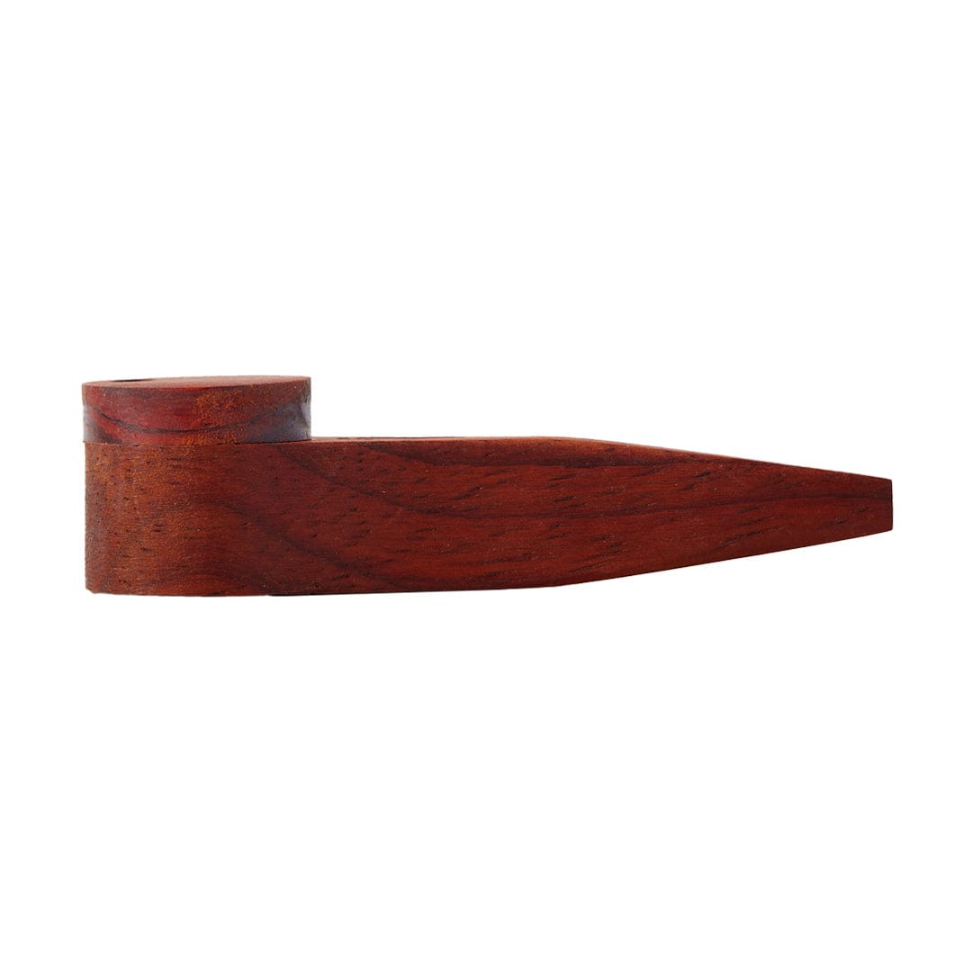 A side view of the Bearded Exotic Pipes with Lid, showcasing its smooth, dark wood finish and simple, cylindrical form.