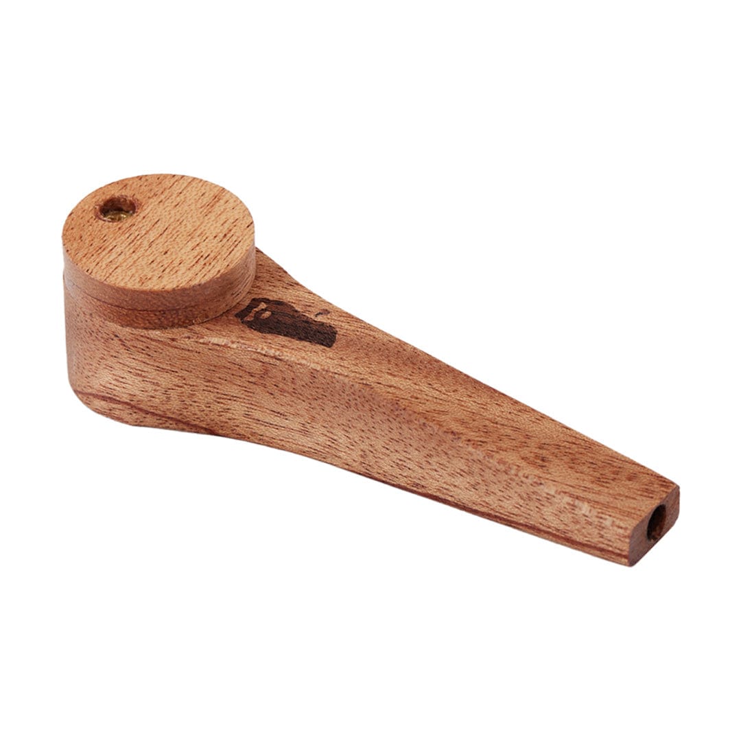 A side view of the Bearded Exotic Pipes with Lid, showcasing its smooth, wooden construction and simple design.