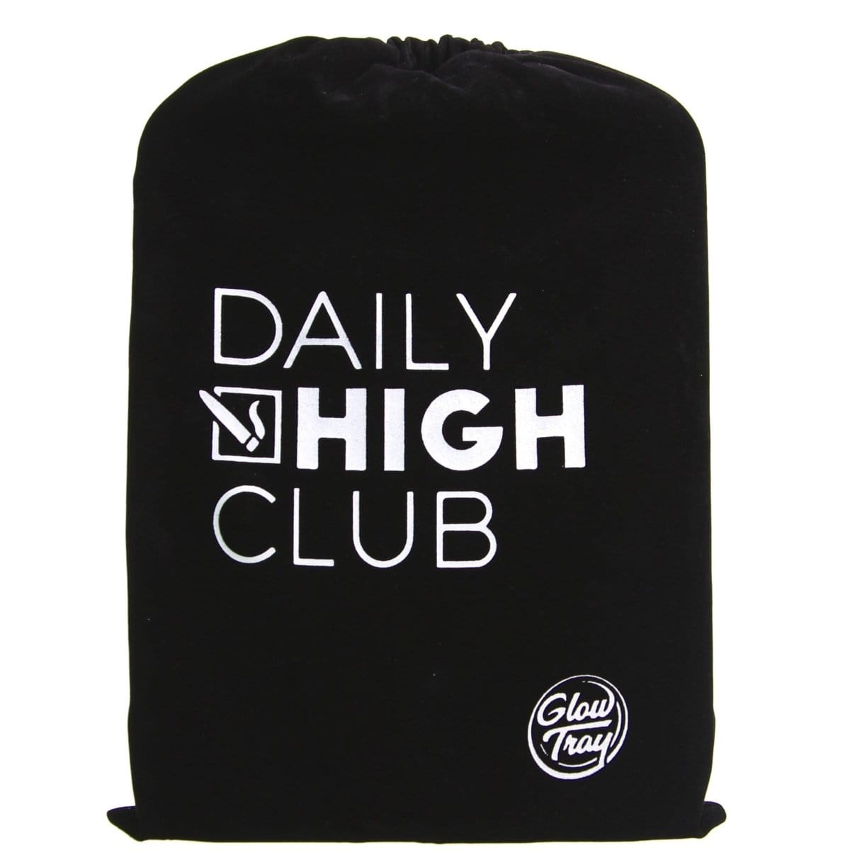 Front view of the GlowTray x Daily High Club Rechargeable LED Rolling Tray, showcasing its sleek, dark surface.