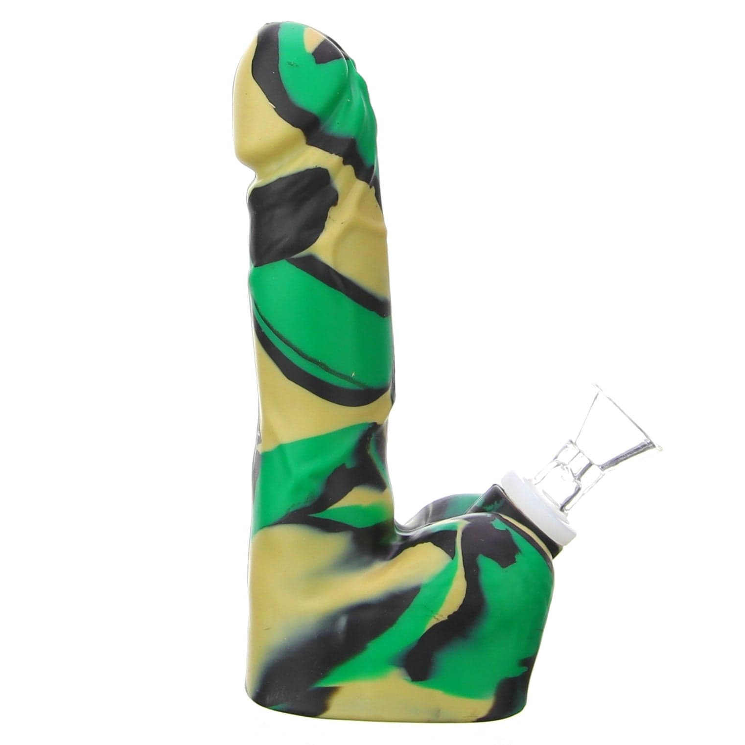 Front view of the Silicone Dildo Bong, a playfully shaped water pipe with a vibrant, textured design.