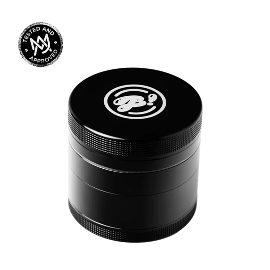 A close-up, angled view of the BIGFUN! Medium Grinders, showcasing the metallic, textured finish of the cylindrical grinder.