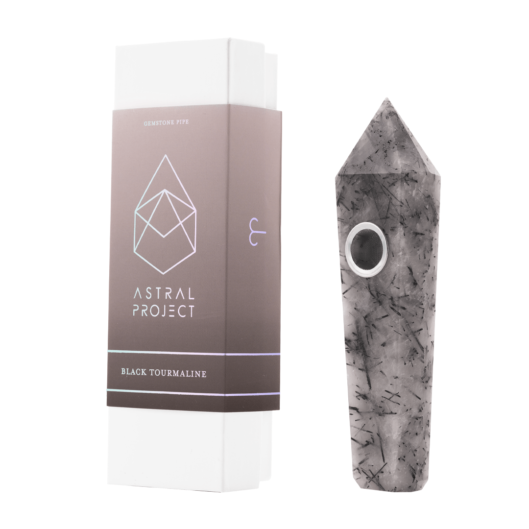 Astral Project Tourmalinated Quartz Gemstone Pipe