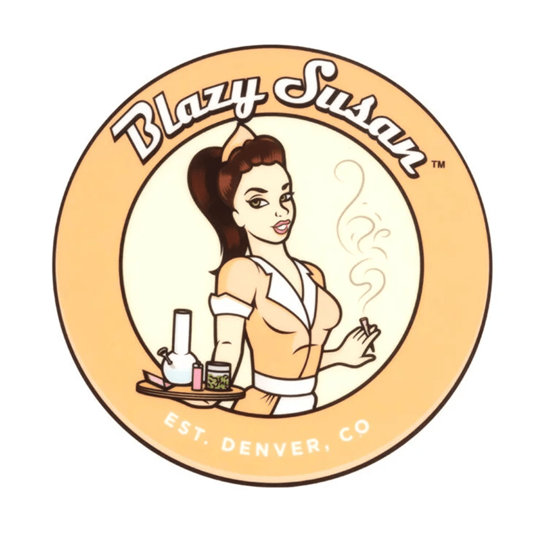 Front view of the Blazy Susan 8" Dab Pads packaging, featuring a vintage-style illustration of a woman.