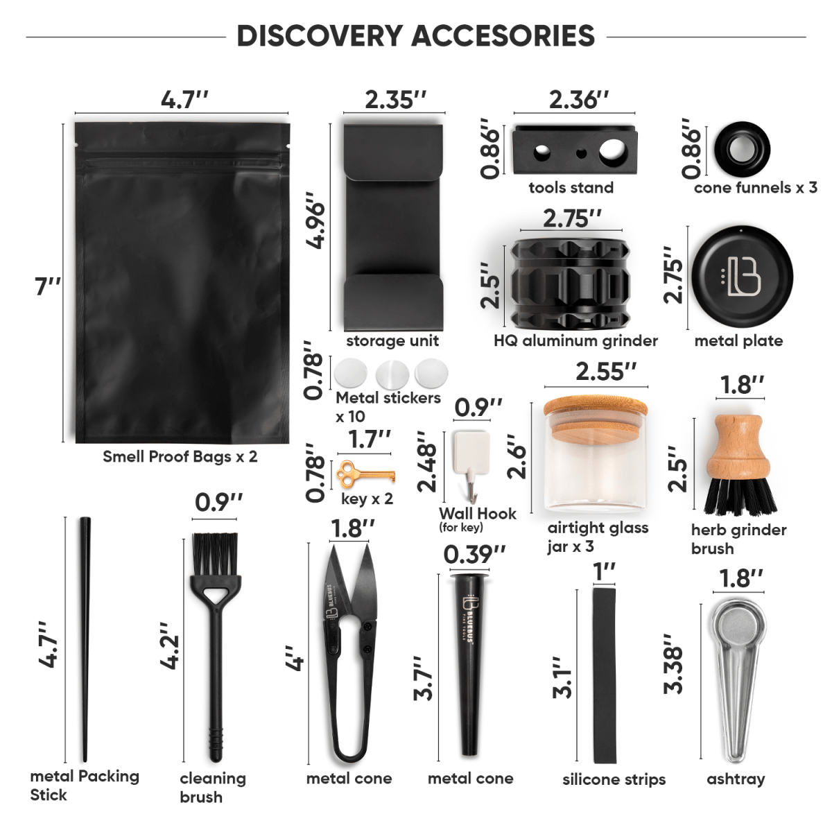 A diagram showcasing dimensions of the Blue Bus DISCOVERY Storage Box with measurements labeled around a rectangular graphic.