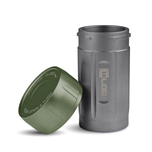 Canniloq TXD120GGN Premium Herb Storage Canister, 120 CC, Zytel, Gray Body, Green Cap