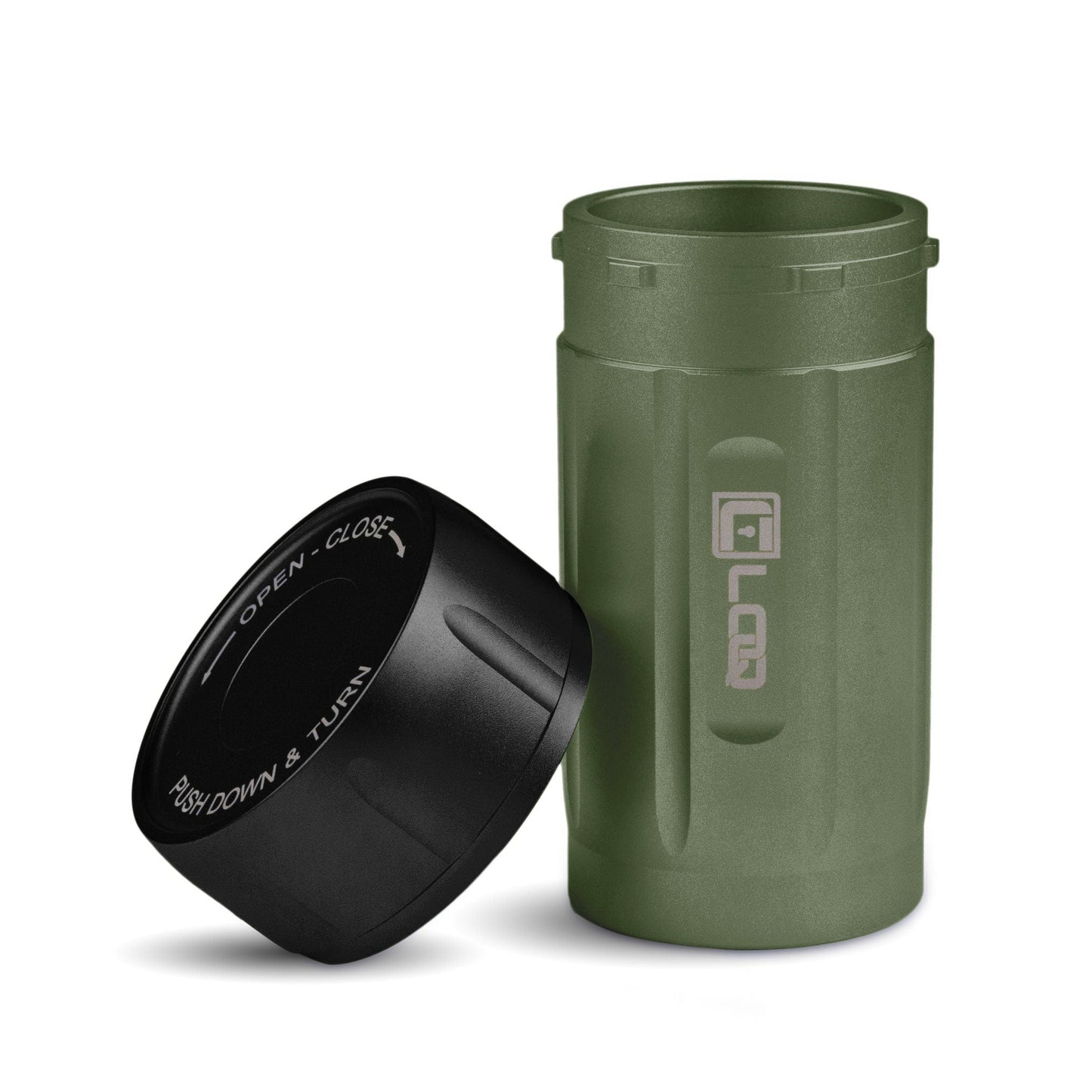 Canniloq TXD120GNB Premium Herb Storage Canister, 120 CC, Zytel, Green Body, Black Cap