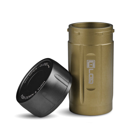 Canniloq TXD120TB Premium Herb Storage Canister, 120 CC, Zytel, Tan Body, Black Cap