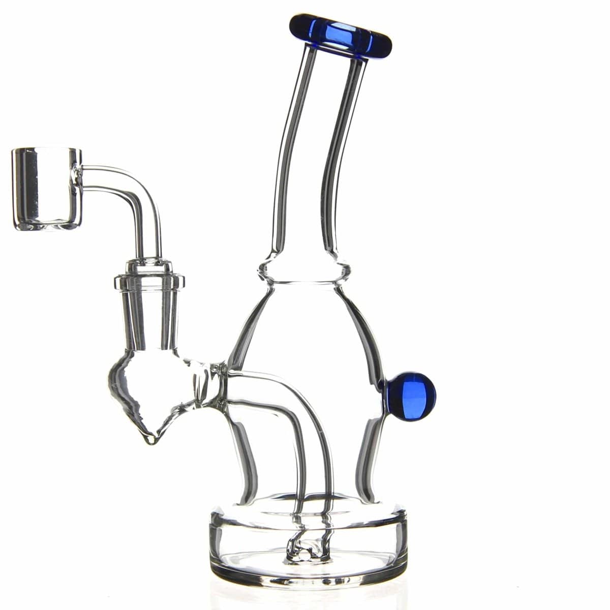 Lotus Glass Blue Accented Mini Bottle Dab Rig