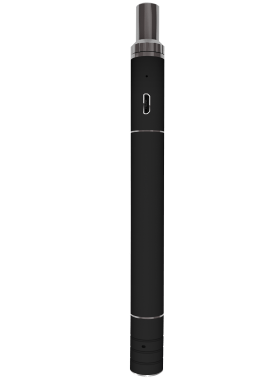 Front view of the Boundless Terp Pen, a sleek, black pen-shaped device with a metallic accent.