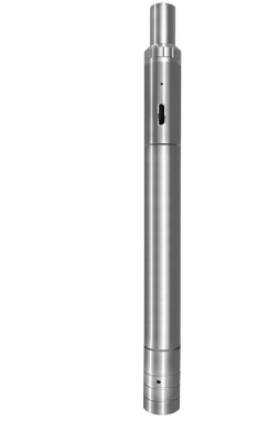 Front view of the Boundless Terp Pen, a silver-colored device with a sleek, cylindrical design against a plain white background.