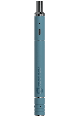 Front view of the Boundless Terp Pen, a silver metallic device with a sleek, cylindrical design.