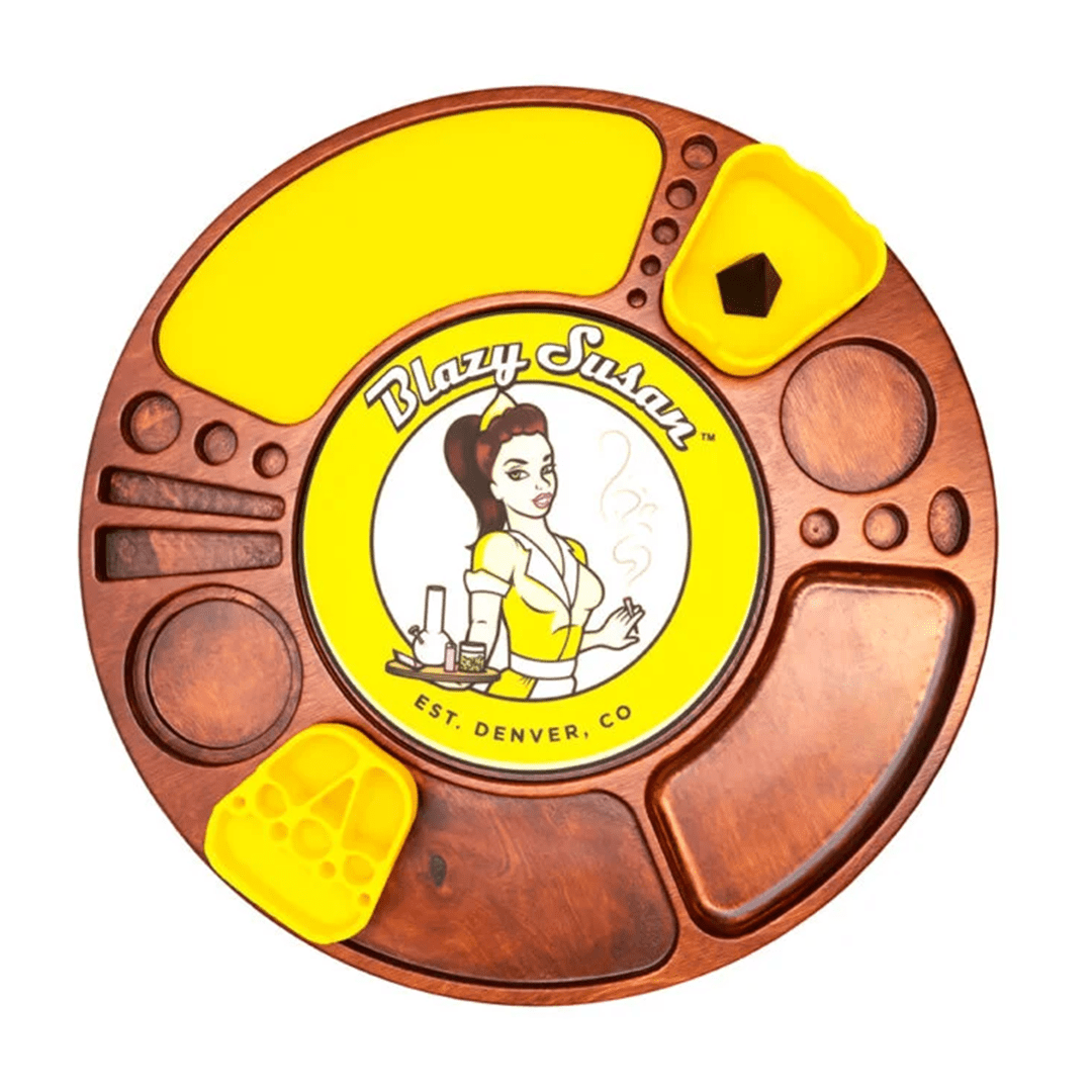 Blazy Susan Cherry - Yellow Blazy Susan Spinning Rolling Trays