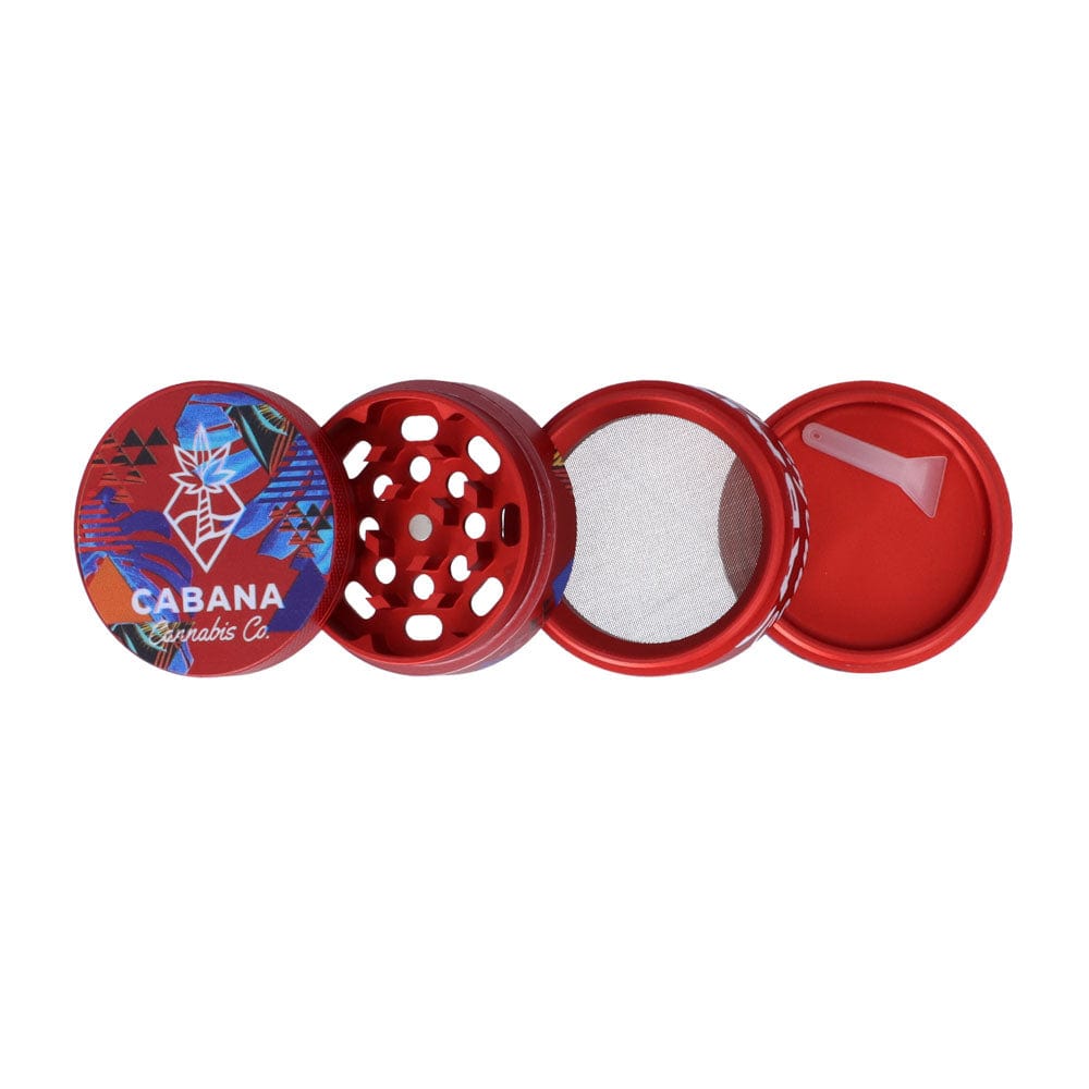 Overhead view of The Dawn 55mm 3-Stage Herb Grinder, showcasing its circular, multi-tiered design and metallic finish.