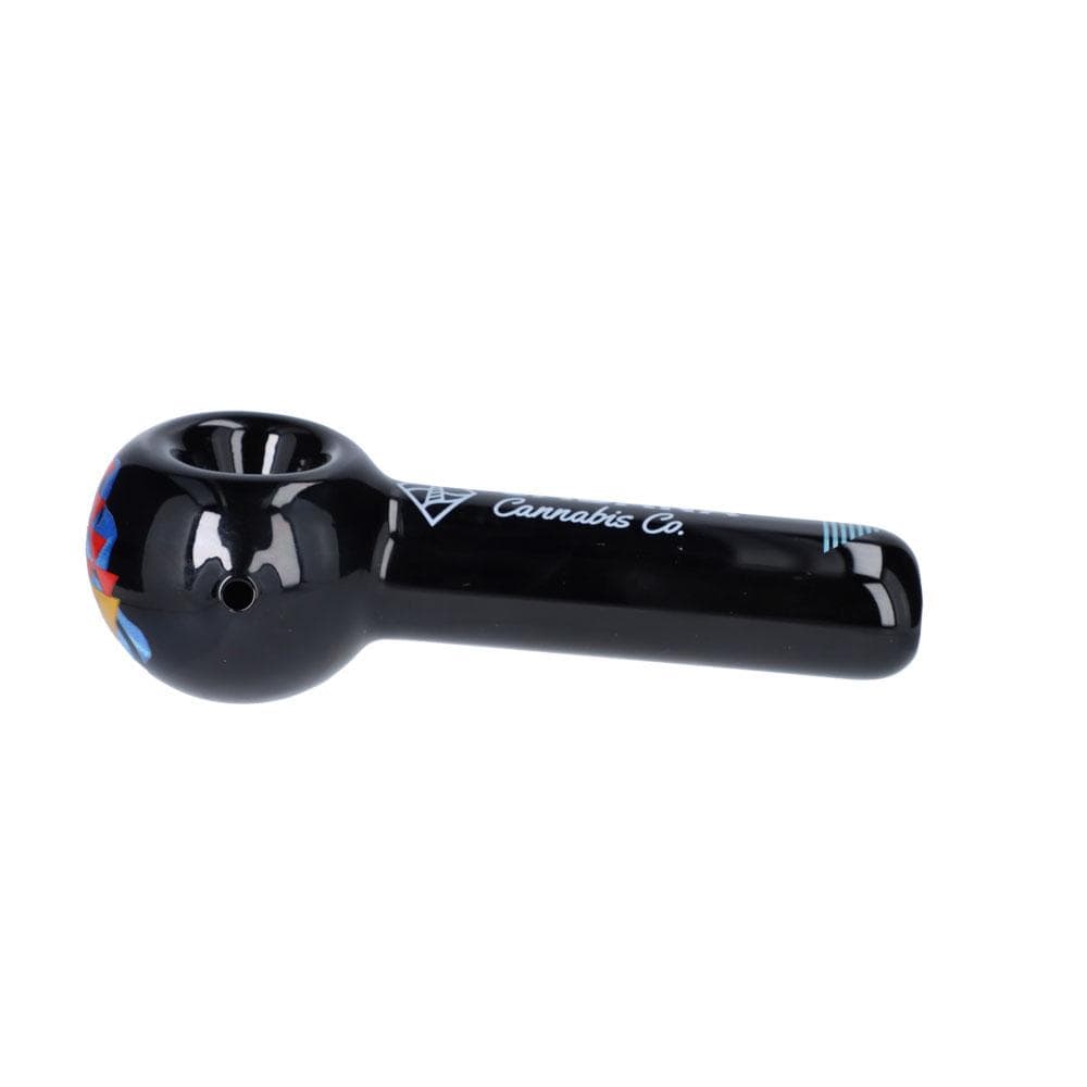 A side view of The Afterglow 5” Spoon Hand Pipe, showcasing its curved design against a plain white background.