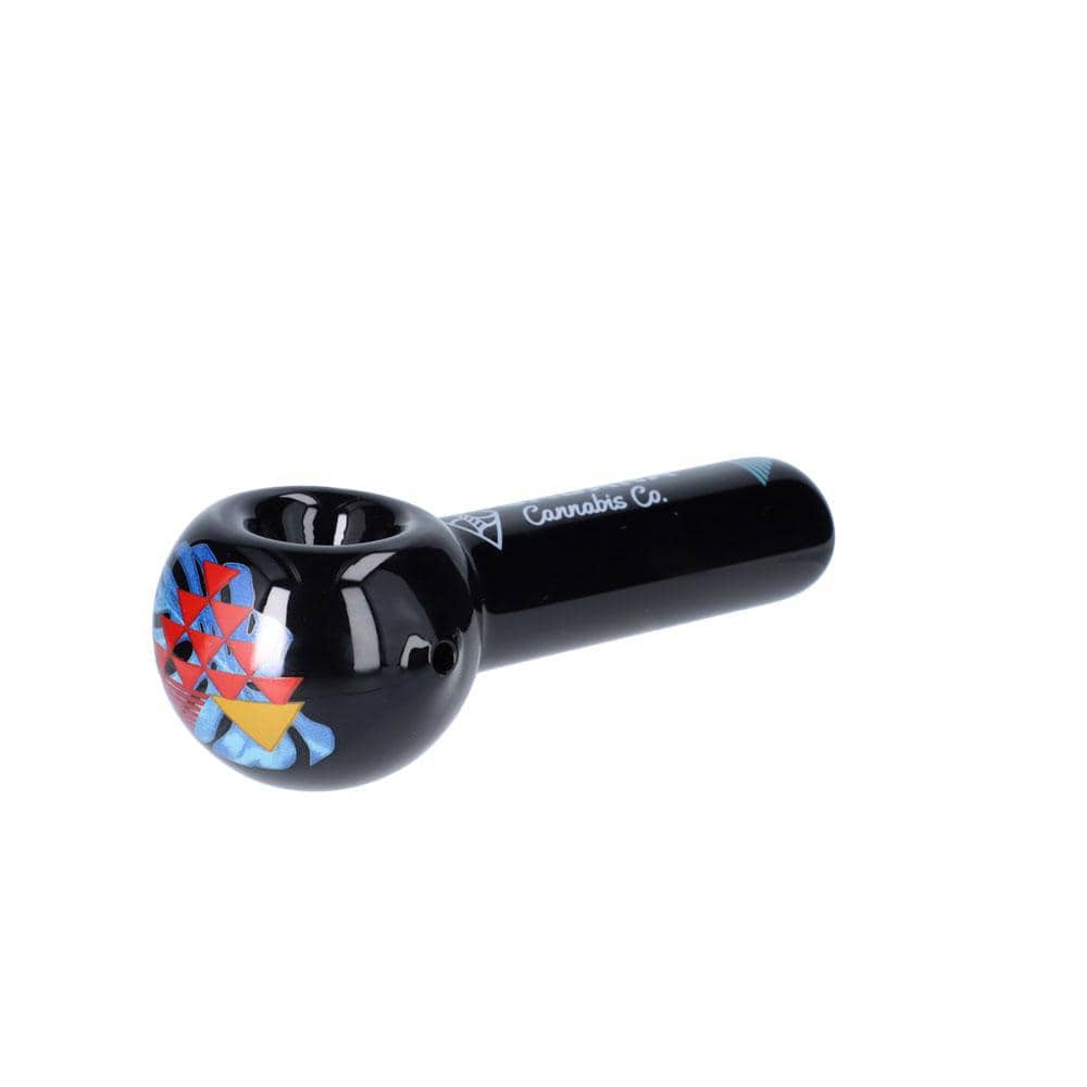 A studio shot of The Afterglow 5” Spoon Hand Pipe, showcasing its curved design against a plain white background.