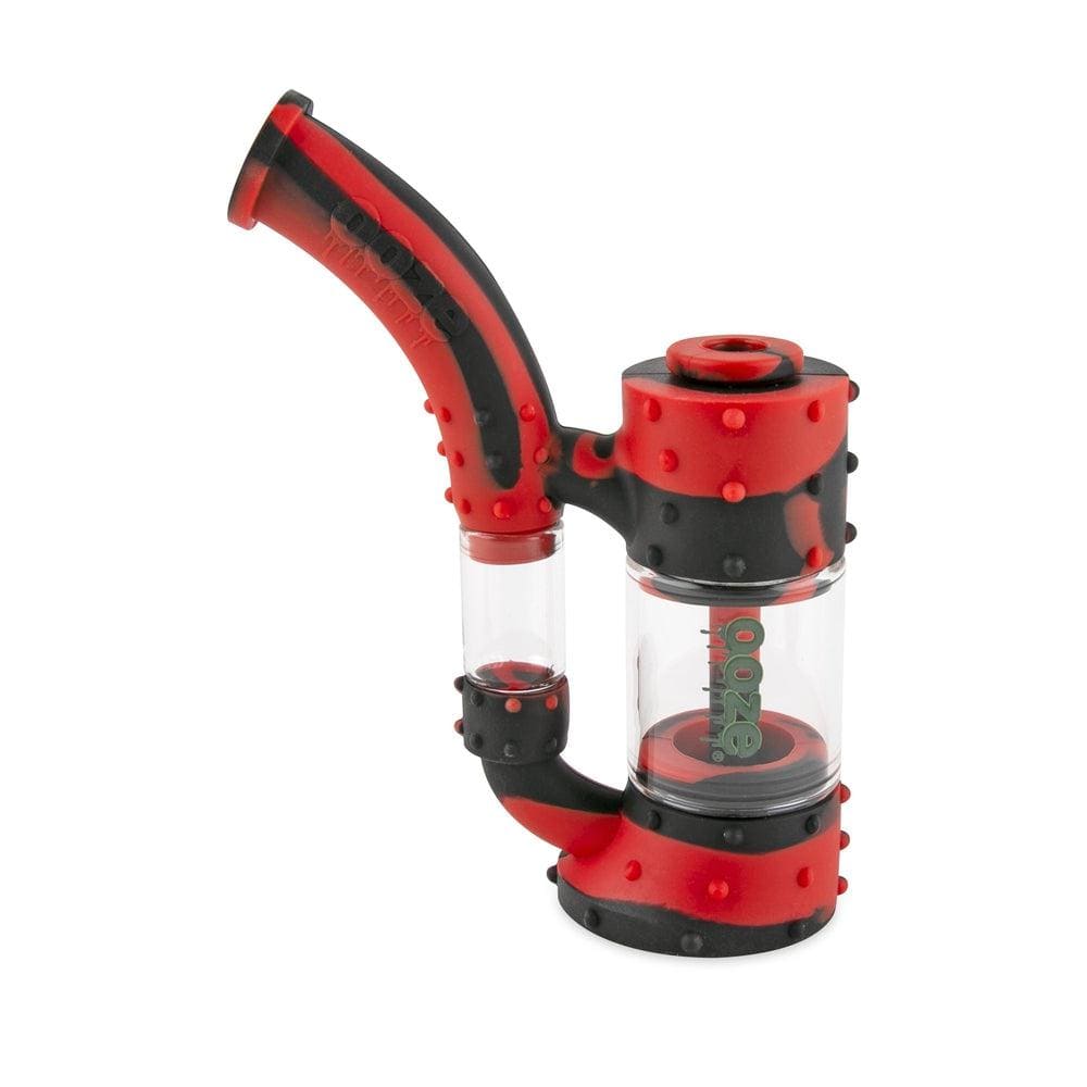 Ooze Silicone and Glass Black/Red Ooze Stack Pipe Silicone Bubbler
