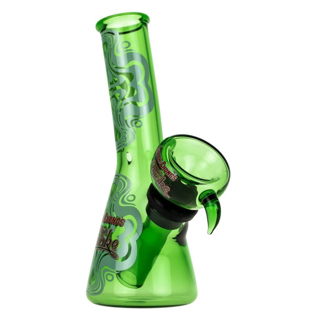 Front view of the "4" Mini Water Pipe, a small, clear glass pipe angled against a plain white background.