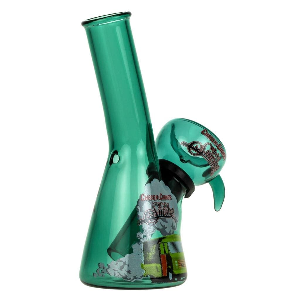 A studio shot of the 4" Mini Water Pipe, showing the green glass pipe angled slightly against a plain white backdrop.
