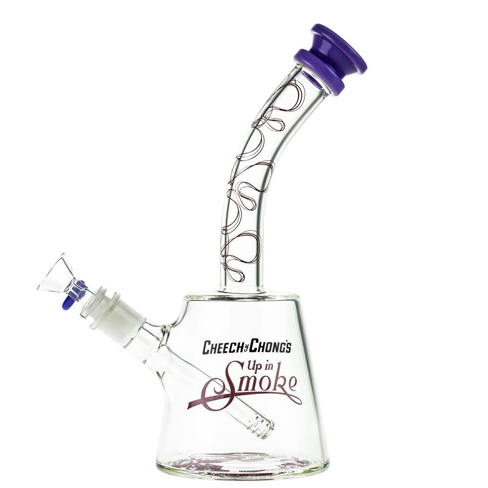 The Cheech 12" Beaker Bong is shown in a studio shot with a clear glass construction and a slightly angled, front-on perspective.