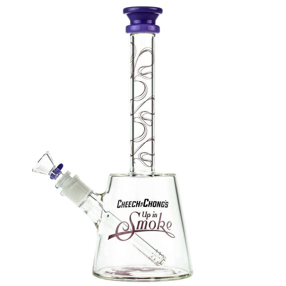 Front view of The Chong 12" Beaker Bong, a clear glass bong with a wide base and visible joint detail.