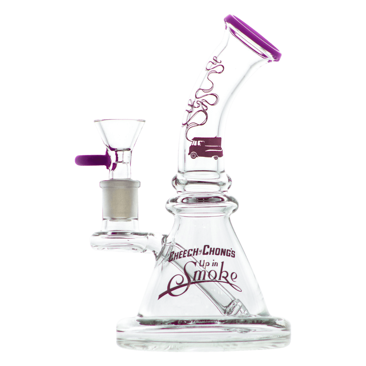 Front view of the Strawberry 7" Water Pipe, a clear glass piece with a simple beaker shape and visible joint.