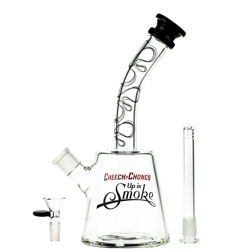 Front view of The Cheech 12" Beaker Bong, a clear glass water pipe with a wide base and visible joint.