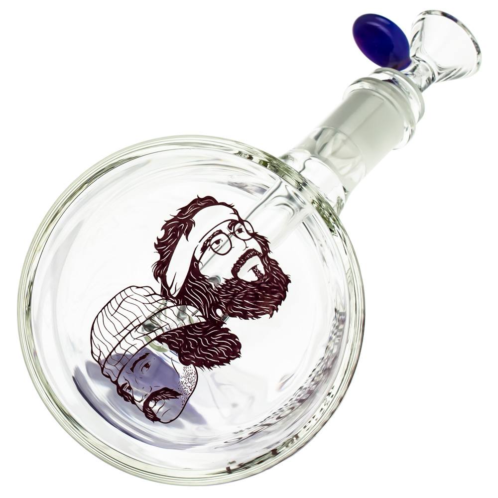 A front view of The Cheech 12" Beaker Bong, featuring a clear glass construction and a rounded beaker shape.