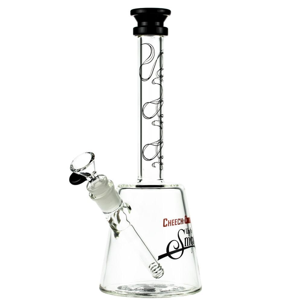 A front view of The Chong 12" Beaker Bong, showcasing the clear glass construction and simple beaker shape.