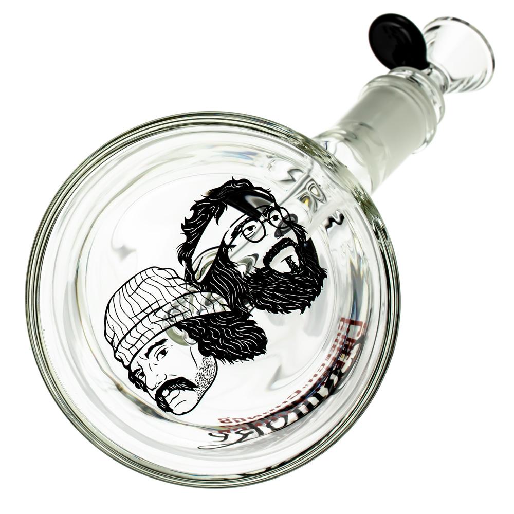 Front view of The Chong 12" Beaker Bong, showcasing its clear glass construction and classic beaker shape.