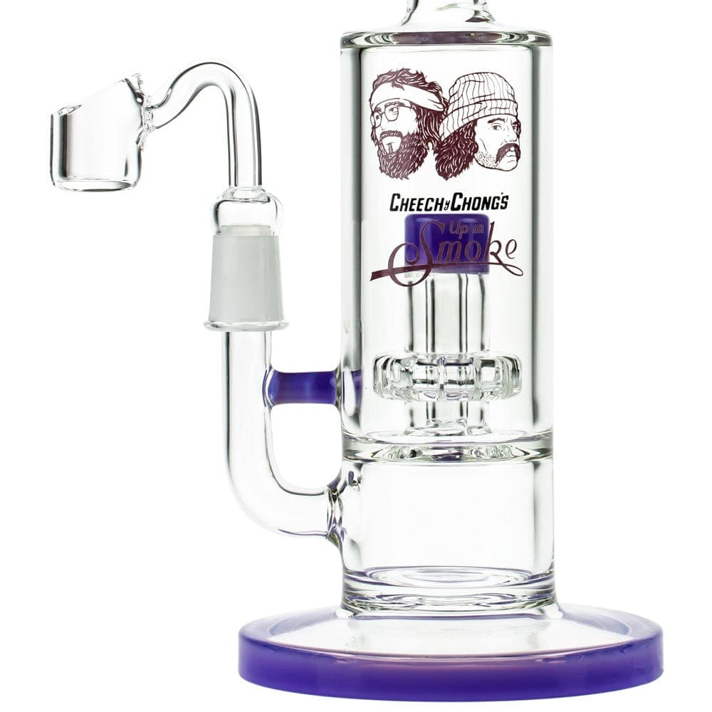 A front view of the Great Dane 10" Dab Rig, showing the clear glass piece with a blue base and a simple cylindrical shape.
