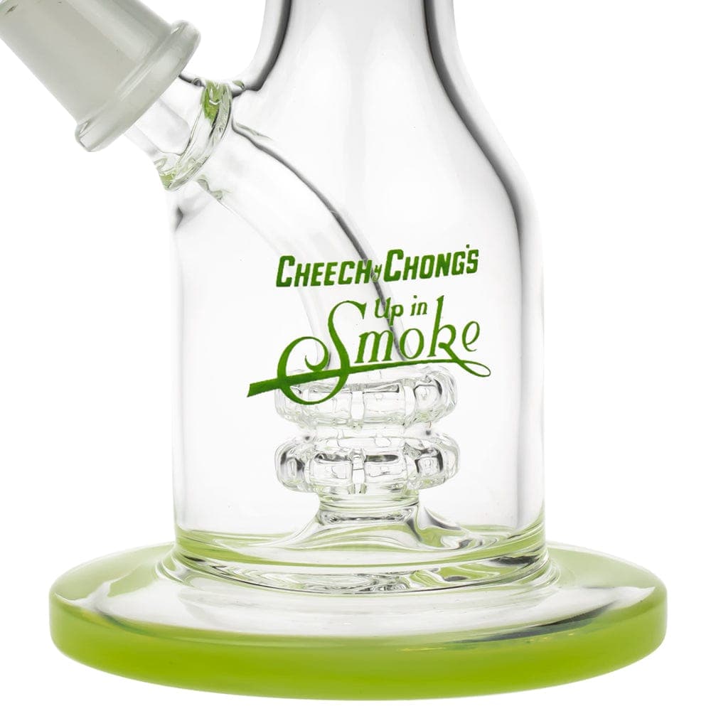 A studio shot of the Jade East 7" Dab Rig, showcasing its sleek glass design and angled view.