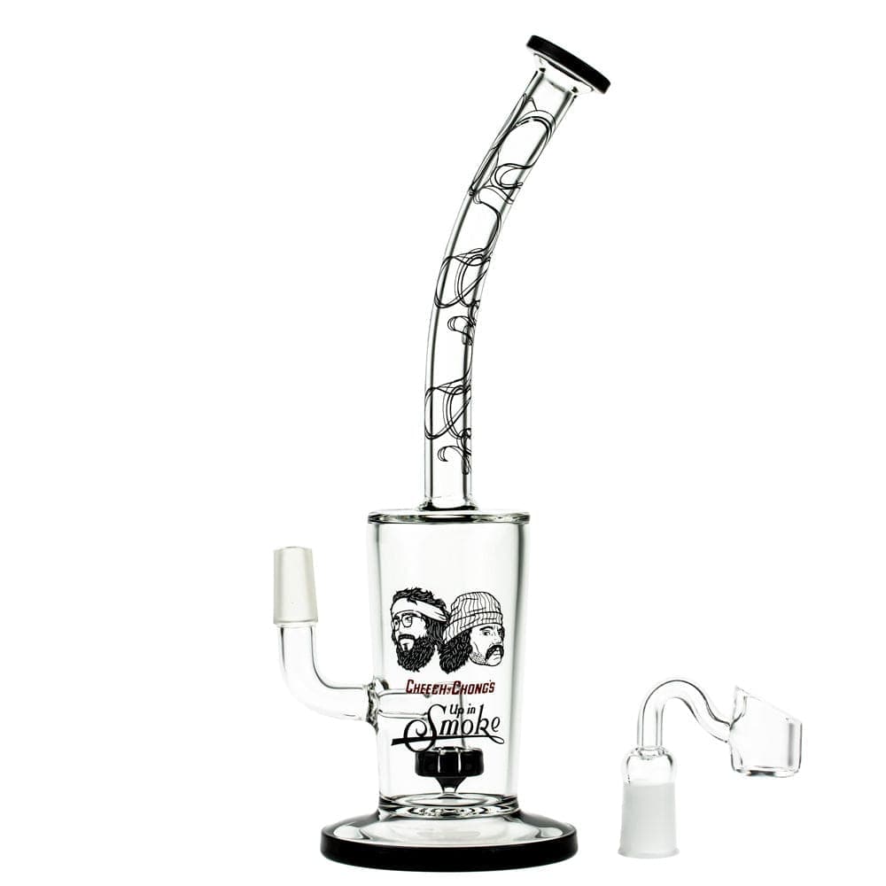 Front view of the Maui Wowie 10" Dab Rig, a clear glass piece with a rounded base and angled neck.